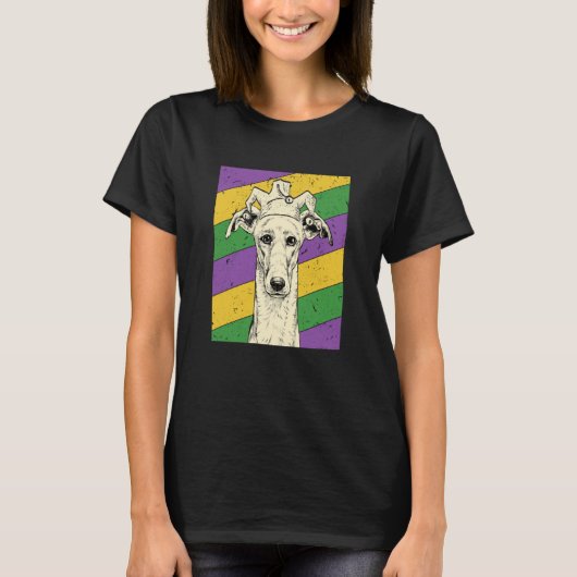 T-shirt Greyhound Jester Mardi Gras Dog Mom or Dad (Devant)