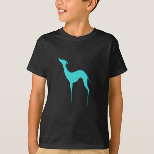 T-shirt Greyhound Whippet chien turquoise silhouette bleue (Devant)