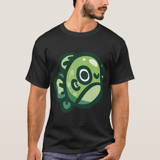 T-shirt Gribouillis de poisson vert (Devant)