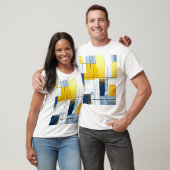 T-shirt Gridlight Composition — Urban Blocks in Gold & Blu (Unisexe)