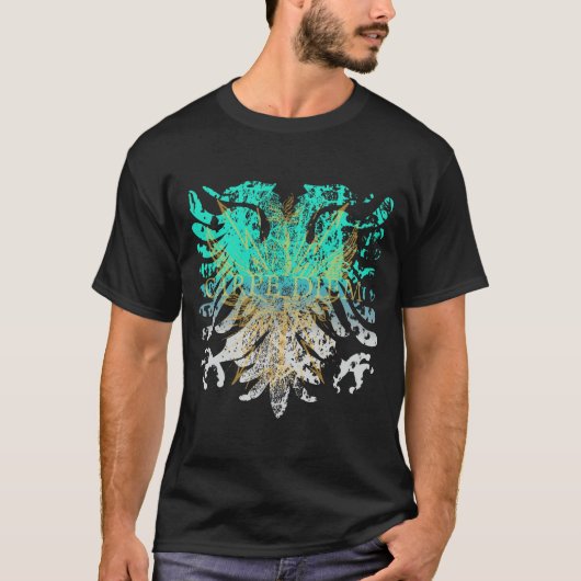 T-shirt Griffin Or Turquoise Sur Noir (Devant)