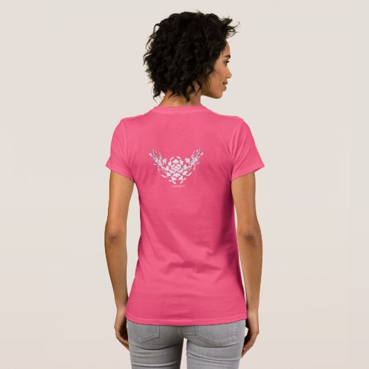 T-SHIRT GRIFFINES BLANCHES ET FLEURS AVEC GEM ROSE EN RUBY (Dos entier)