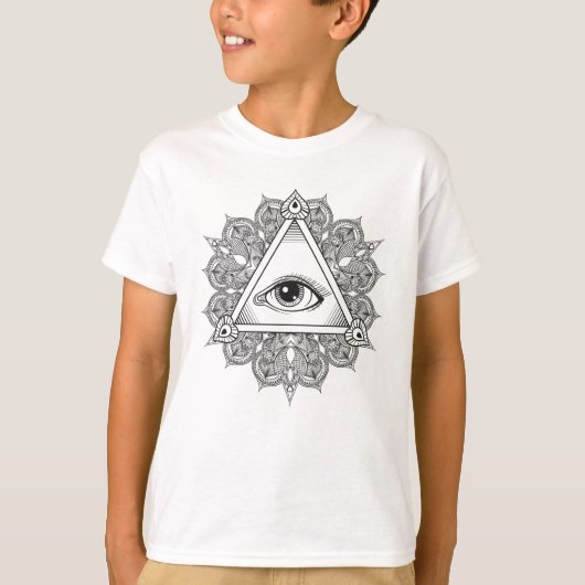T-shirt Griffonnage de symbole de pyramide d'oeil (Devant)
