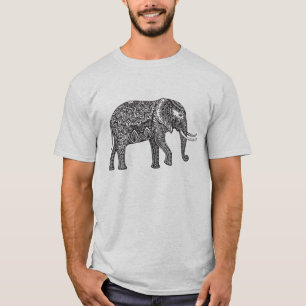 T-shirt Griffonnage stylisé d'éléphant d'imaginaire