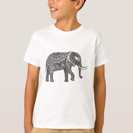 T-shirt Griffonnage stylisé d'éléphant d'imaginaire (Devant)