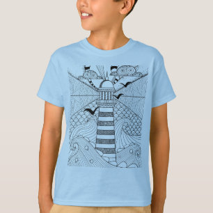 T-shirt Griffonnage tiré par la main de phare