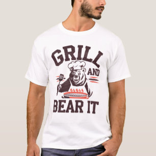 T-shirt Gril drôle et ours à BBQ Papa Chef Pun