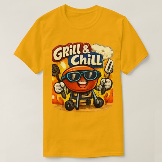 T-shirt Grill et Chill & BBQ drôle (Design devant)