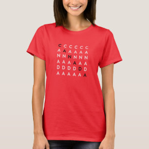 T-shirt Grille de mots croisés du Canada Couleur rouge