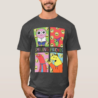 T-shirt Grille de personnages Pop Art Amis souriants drôle