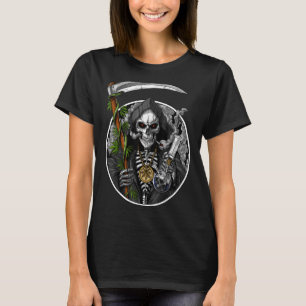 T-shirt Grim Faucheuse Fumer mauvaises herbes Fumer Crâne