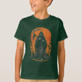 T-shirt Grim Reaper Cartoon in Sunset Graveyard (Devant)
