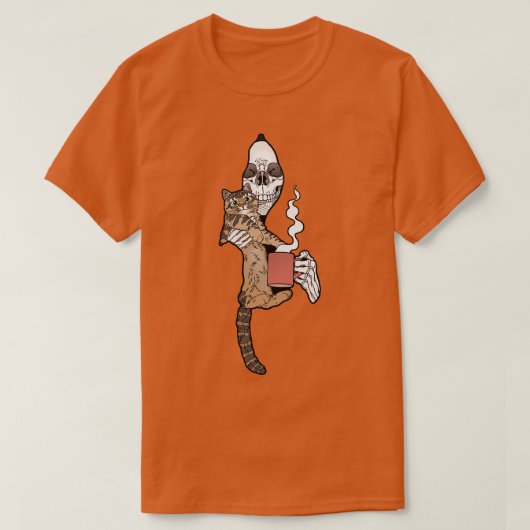 T-shirt Grim Reaper Chat ami Café (Design devant)