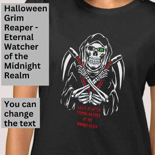 T-shirt Grim Reaper Eternel Watcher Blanc Rouge sur Noir