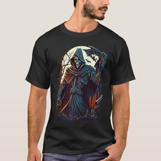 T-shirt Grim Reaper Graveyard Undead Death Occult Goth Ske (Devant)