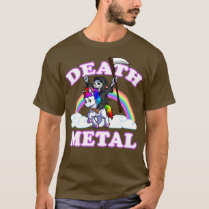 T-shirt Grim Reaper Riding Unicorn Death Metal Rock Music