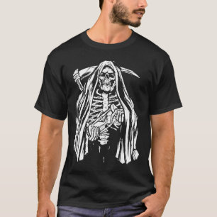 T-shirt Grim Reaper Squelette Éffrayant Goth Halloween Cos