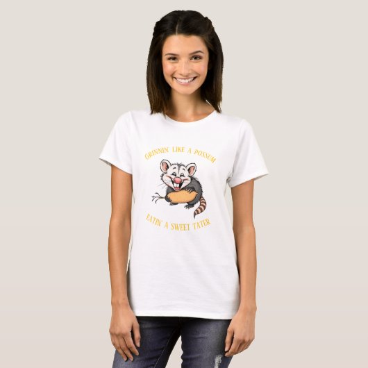 T-shirt Grinnin' comme un possum mange un tatouage doux (Devant entier)