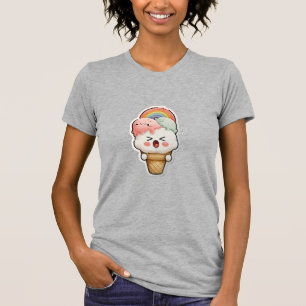 T-shirt gris avec graphique arc-en-ciel mignon