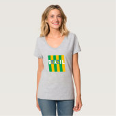 T-shirt gris col V femme DESIGN  BRAZIL (Devant entier)