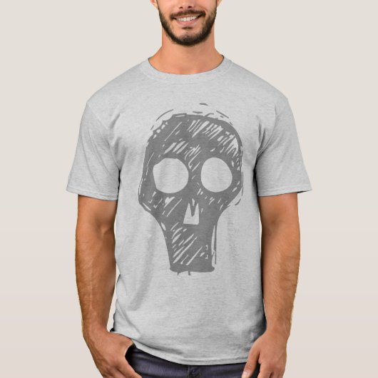T-shirt gris de gris de crâne (Devant)