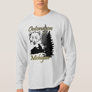 T-shirt Gris de l'ours LS de Snowmobile d'Ontonagon