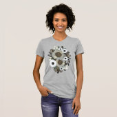 T-shirt gris de tournesol floral (Devant entier)