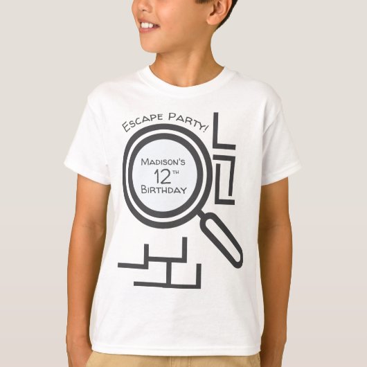 T-Shirt gris et blanc pour soirée Escape Room Maze (Devant)