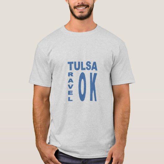 T-shirt gris homme TULSA VOYAGE OKLAHOMA (Devant)