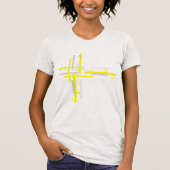 T-shirt Gris Jaune Blocs Art Abstrait (Devant)