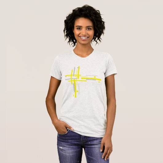 T-shirt Gris Jaune Blocs Art Abstrait (Devant entier)
