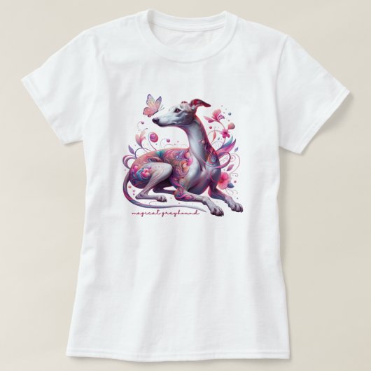 T-shirt Gris lunaire avec Fleurs et Papillon (Design devant)