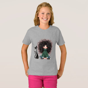 T-shirt gris mignon pour enfants avec une illustra