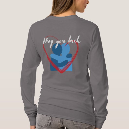 T-shirt Gris moderne imprimé coeur avant et arrière femmes (Dos)