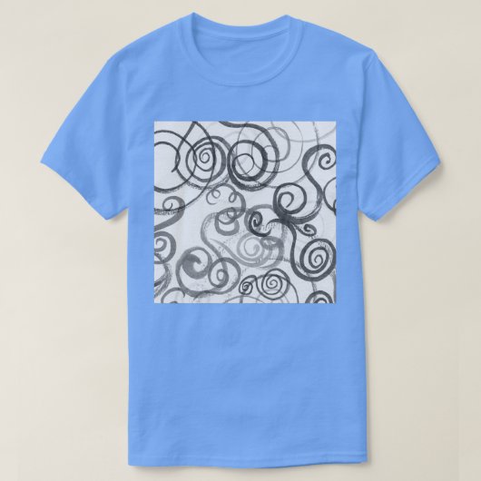 T-shirt Gris Monochrome Whimsical Organique Lignes Courbes (Design devant)