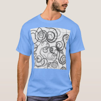 T-shirt Gris Monochrome Whimsical Organique Lignes Courbes