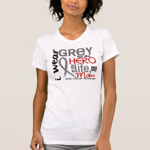 T-shirt Gris pour mon cancer du cerveau de maman du héros