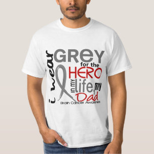 T-shirt Gris pour mon cancer du cerveau de papa du héros 