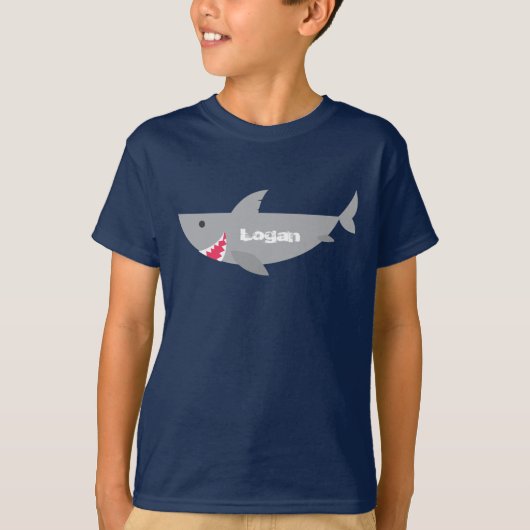 T-shirt Gris souriant requin Tee (Devant)