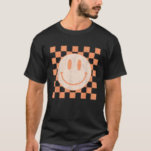 T-shirt Gris sourire visage garçons motif à carreaux visag