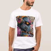 T-shirt Gritty Graffiti Robot with Headphones — Street Art (Devant)