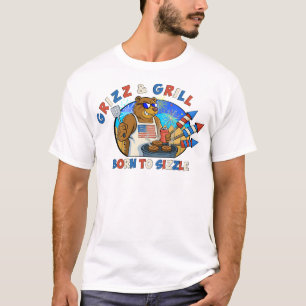 T-shirt Grizz & Grill : Né pour Sizzle La Bière, Le Burger