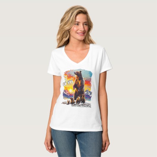 T-shirt Grizzly Bear 399 4 Cubs Grand Teton National Park (Devant entier)
