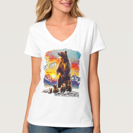 T-shirt Grizzly Bear 399 4 Cubs Grand Teton National Park (Devant)