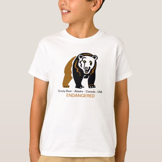T-shirt GRIZZLY BEAR - Graphique animal en voie de dispari (Devant)