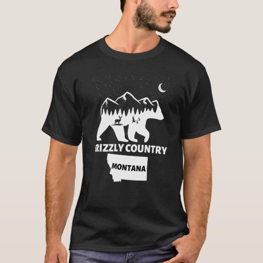 T-shirt Grizzly Country Montana Grizzly Bear With Deer and (Devant)