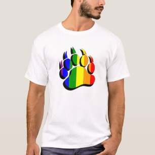 T-shirt Grizzly gay griffe arc-en-ciel avec ombre noire -