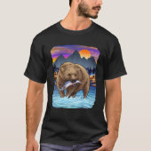 T-shirt Grizzly Oear Capture Saumon Alaska Pêche Nature (Devant)