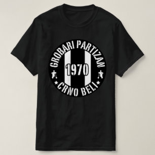 T-shirt Grobari Partizan 1970 Noir et Blanc 