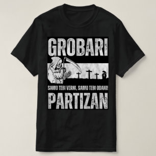 T-shirt Grobari Partizan Crno Beli